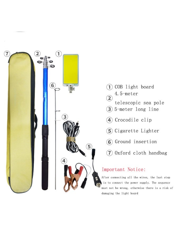 JIHAM Outdoor Fishing LED Lamp Combo with Adjustable Fishing Rod, Ground Stake Holder, 5 Meter Wire, Remote Control and Strong Battery Clips for Lake and Sea Fishing - Image 2
